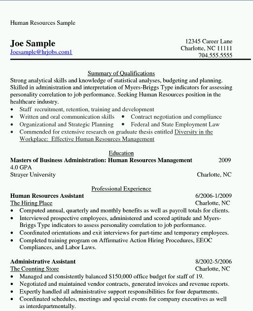 Resume and mba